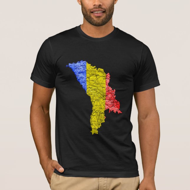 Moldavien Flagcolor Karta T-Shirt (Framsida)