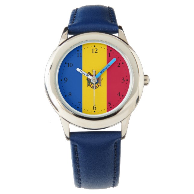 Moldavien Flagga Armbandsur (Framsida)