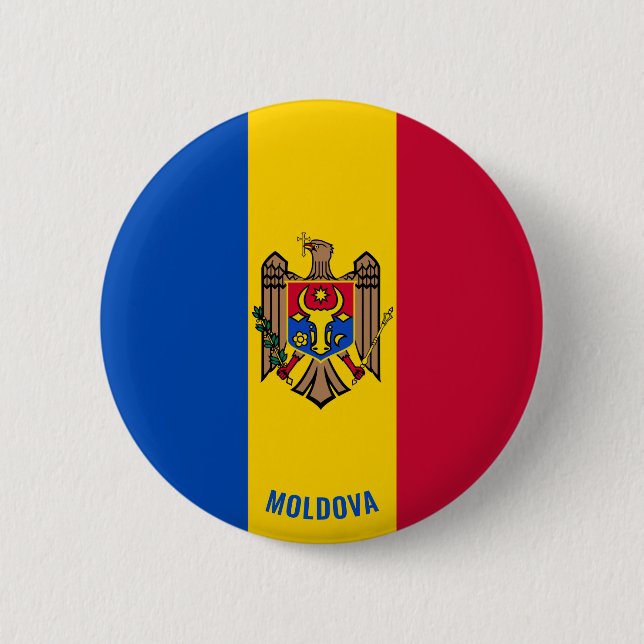 Moldavien Flagga Cute Patriotic Knapp (Framsida)
