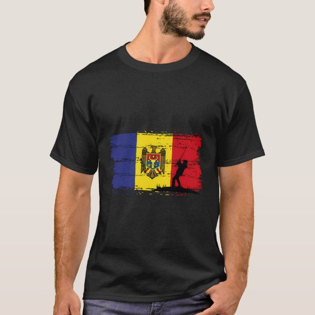 Moldavien Flagga Fishing Moldova T Shirt (Framsida)