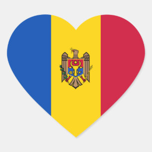 Moldavien Flagga Hjärtformat Klistermärke