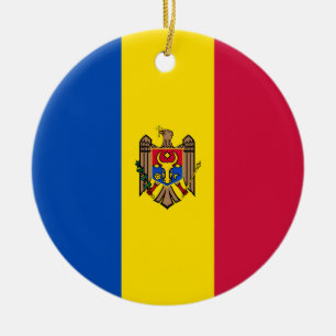 Moldavien flagga julgransprydnad keramik