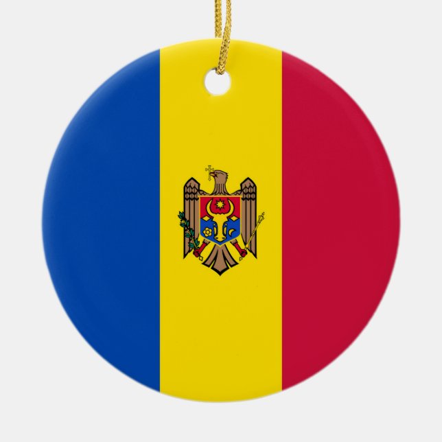 Moldavien flagga julgransprydnad keramik (Framsidan)