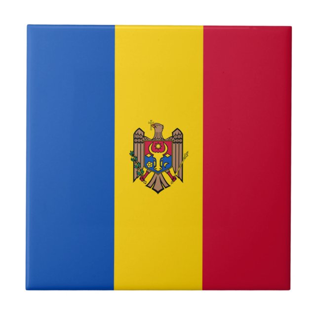 Moldavien Flagga Kakelplatta (Framsidan)