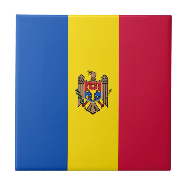 Moldavien flagga kakelplatta (Framsidan)