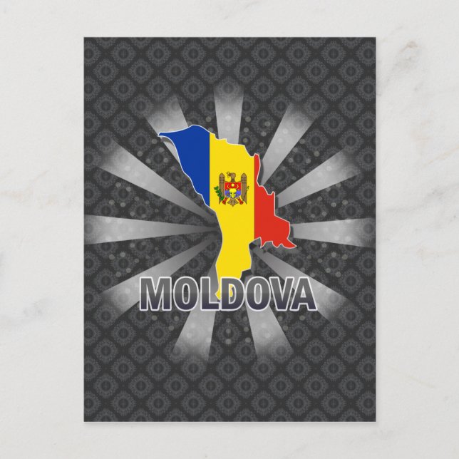 Moldavien Flagga Karta 2.0 Vykort (Framsida)