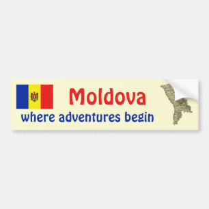 Moldavien Flagga + Karta Bildäckslapp Bildekal