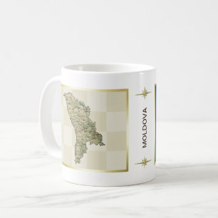 Moldavien Flagga + Karta Mugg
