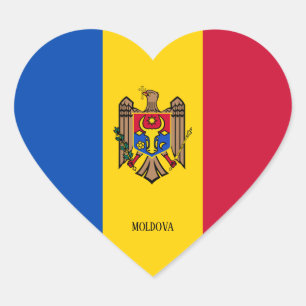 Moldavien Flagga Patriotic Hjärtformat Klistermärke