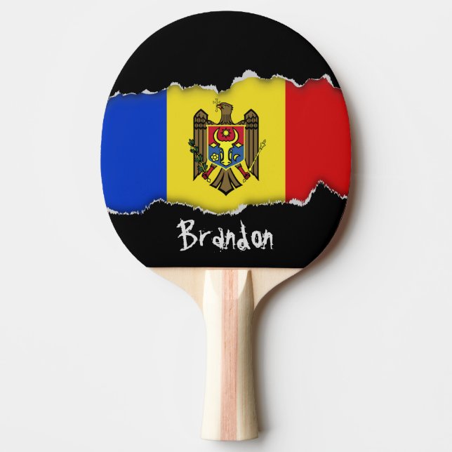 Moldavien flagga pingisracket (Framsidan)