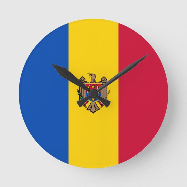 Moldavien Flagga Rund Klocka (Framsida)