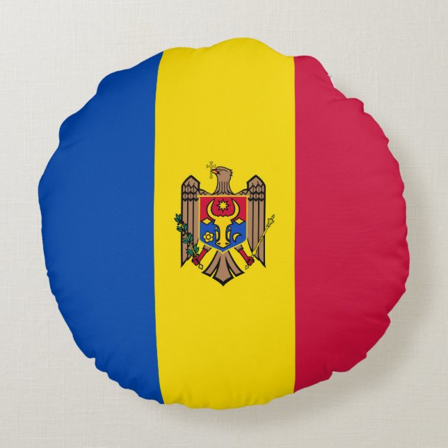 Moldavien flagga rund kudde (Baksidan)
