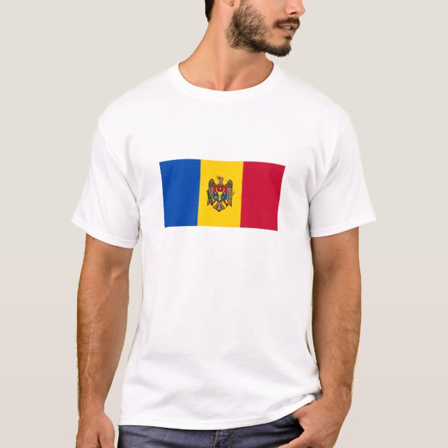 Moldavien Flagga T Shirt (Framsida)