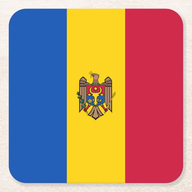 Moldavien Flagga Underlägg Papper Kvadrat (Framsidan)