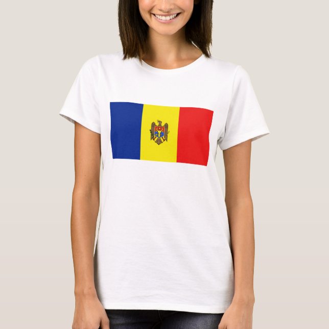 Moldavien Flagga x Karta T-Shirt (Framsida)