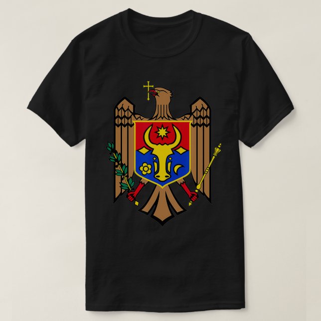 Moldavien Jackande arm De moldaviska Flagga T Shirt (Design framsida)