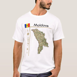 Moldavien Karta + Flagga + avdelning T-Shirt