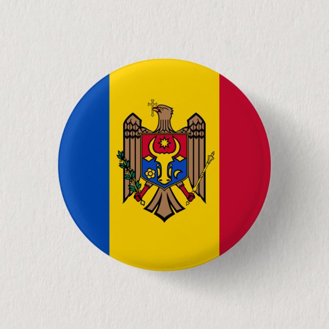 Moldavien National Flagga Knapp (Framsida)