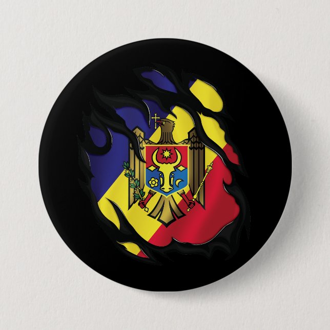Moldavien riven Flagga Knapp (Framsida)