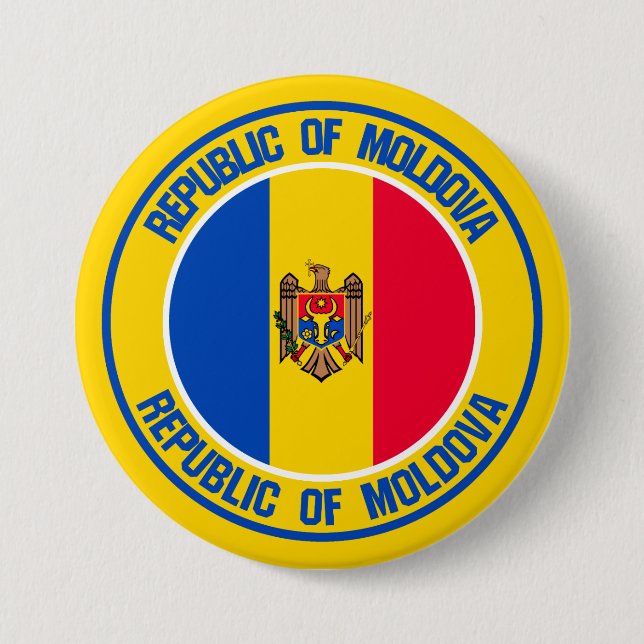 Moldavien Round Emblem Knapp (Framsida)