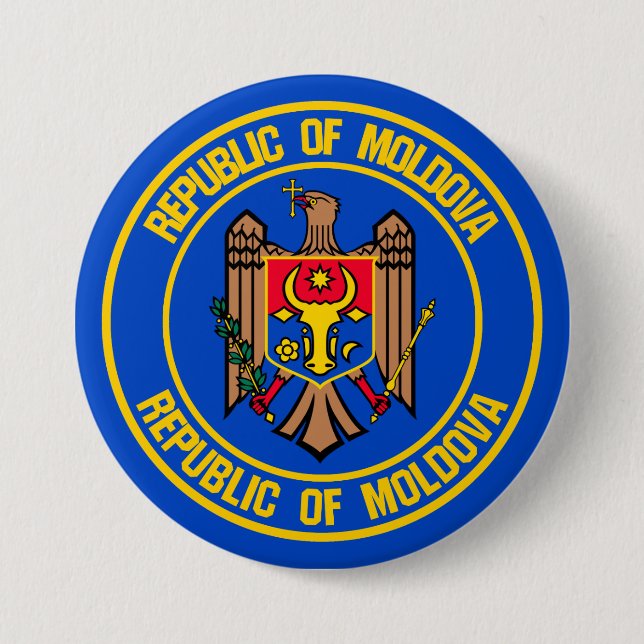 Moldavien Round Emblem Knapp (Framsida)