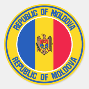 Moldavien Round Emblem Runt Klistermärke