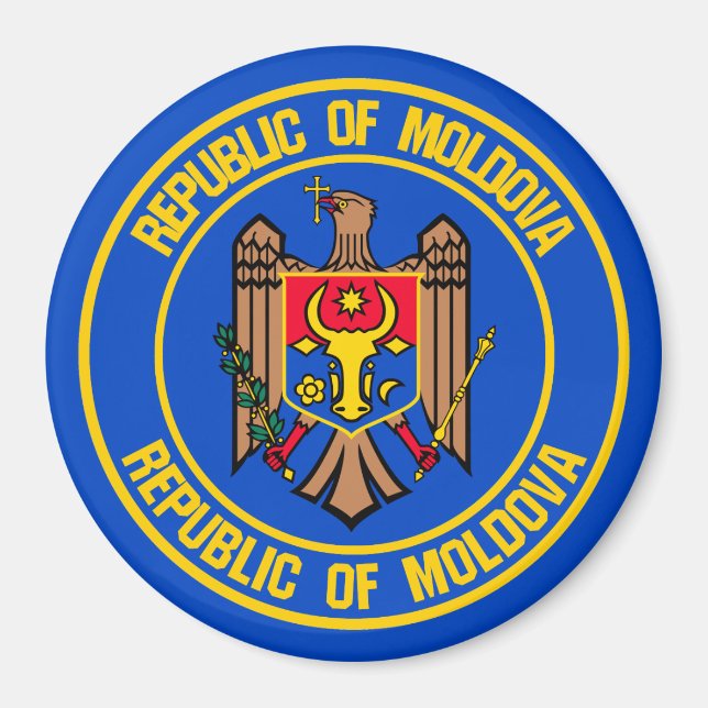 Moldavien Rund emblem Magnet (Framsidan)