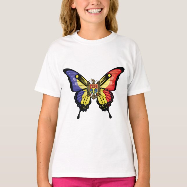 Moldavien Swallowtail Butterfly Flagga T Shirt (Framsida)