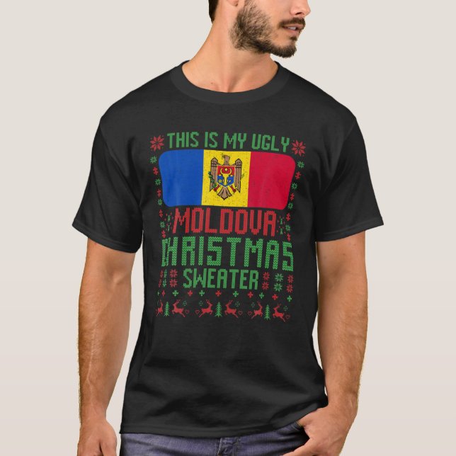 Moldavien Uganda Julsötare Moldavien - Flagga för  T Shirt (Framsida)