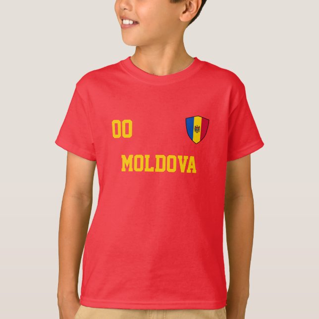 Moldaviens eget namn och nummer i fotboll Kids Jer T Shirt (Framsida)