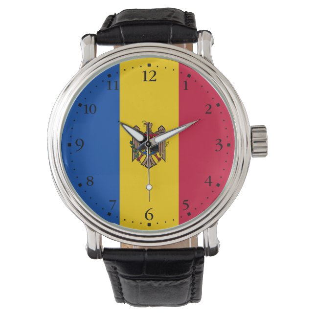 Moldaviens flagga armbandsur (Framsida)