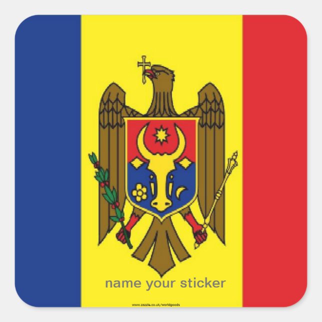 Moldaviens flagga-dekal fyrkantigt klistermärke (Framsida)