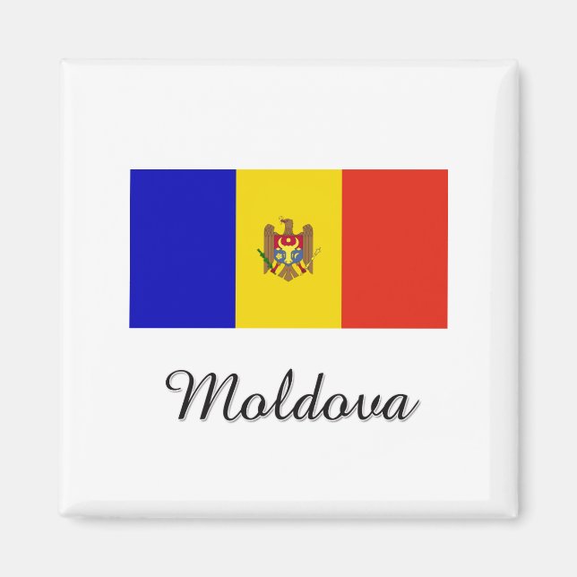 Moldaviens Flagga Design Magnet (Framsidan)