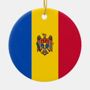 Moldaviens flagga julgransprydnad keramik