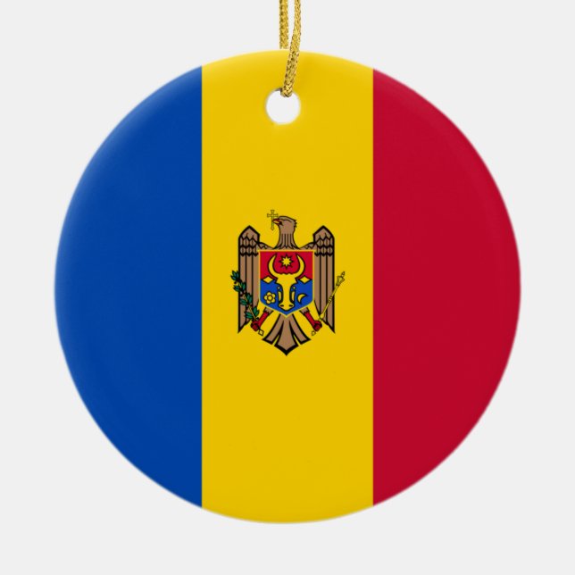 Moldaviens flagga julgransprydnad keramik (Framsidan)