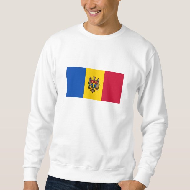 Moldaviens flagga lång ärmad tröja (Framsida)
