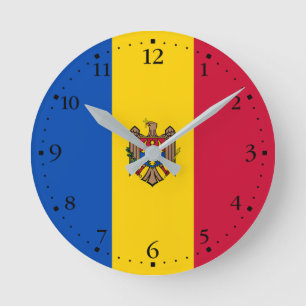 Moldaviens flagga rund klocka