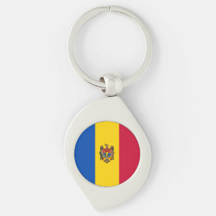 Moldaviens flagga swirl silverfärgad nyckelring