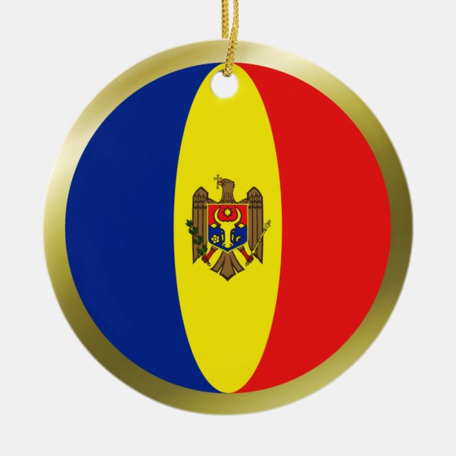 Moldaviens flaggutsmyckning julgransprydnad keramik (Framsidan)