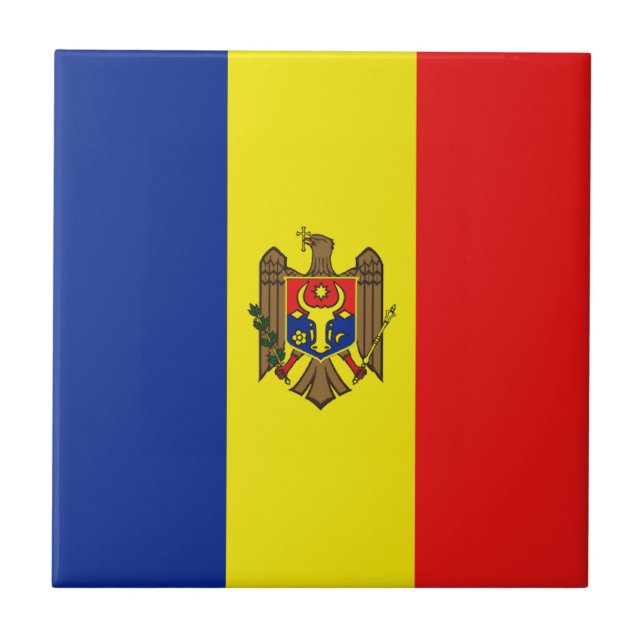 Moldaviens keramiska plattor i Flagga Kakelplatta (Framsidan)