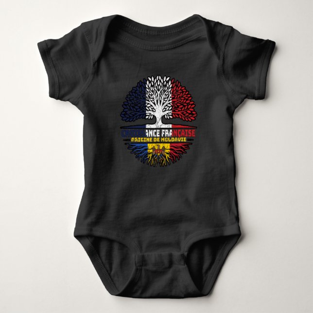 Moldaviens moldaviska Fransk Frankrike Träd Roots  T Shirt (Framsida)