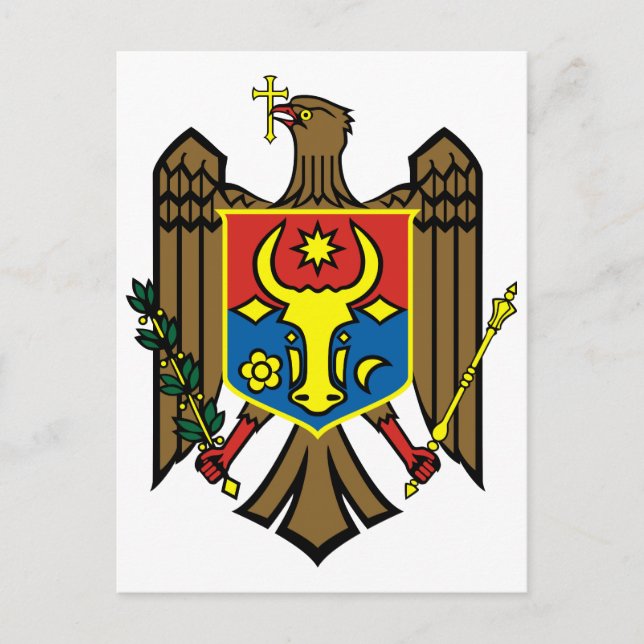 Moldaviens Officiell Jackar Arm Heraldry Symbol Vykort (Framsida)