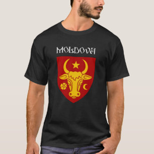 Moldavisk vapensköld - vit text t shirt