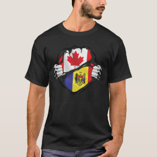Moldaviska kanadensiska Händer Ripping Roots Flagg T Shirt