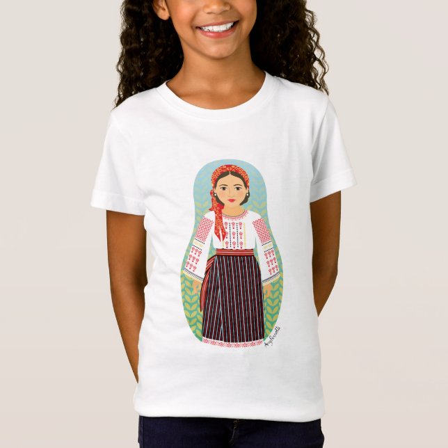 Moldaviska Matryoshka Girls' T-Shirt (Framsida)
