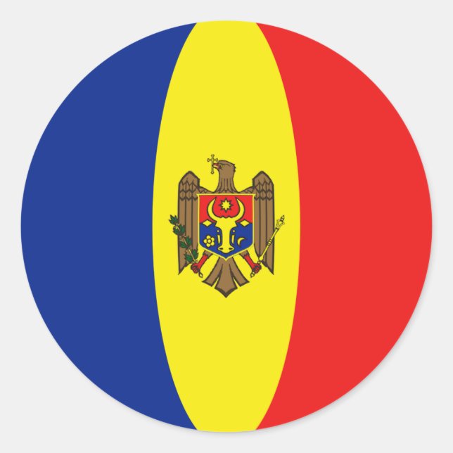 Moldova Fisheye Flag Klistermärke (Framsida)