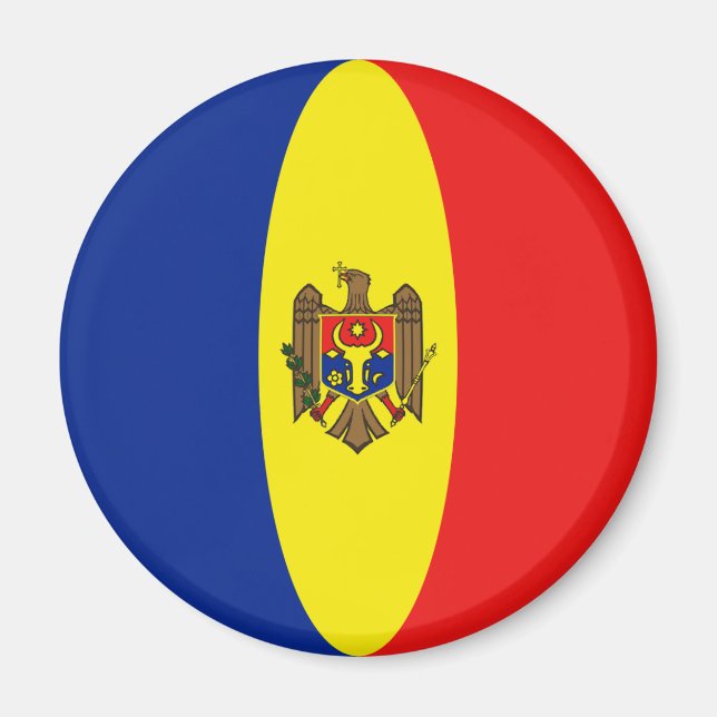 Moldova Fisheye Flagga Magnet (Framsidan)