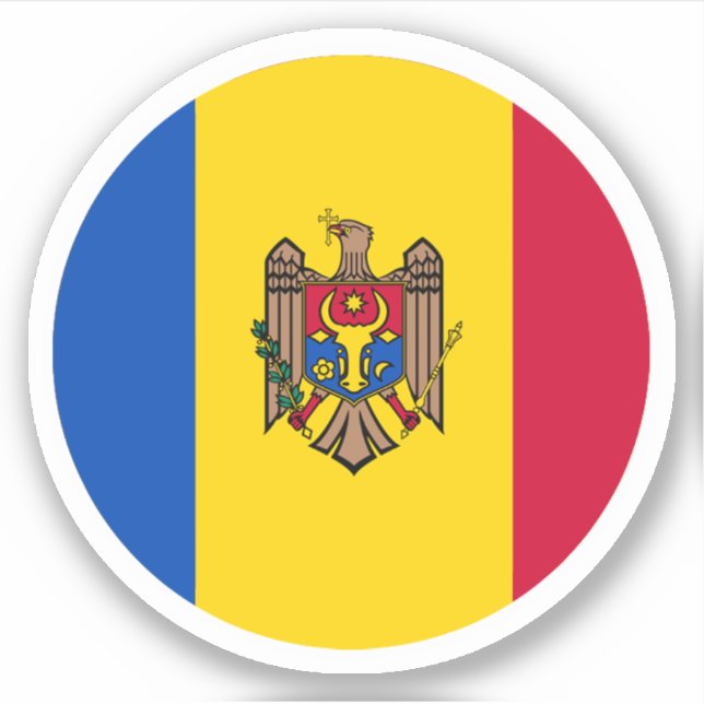 Moldova Flagga Rund Klistermärke Klistermärken (Framsida)