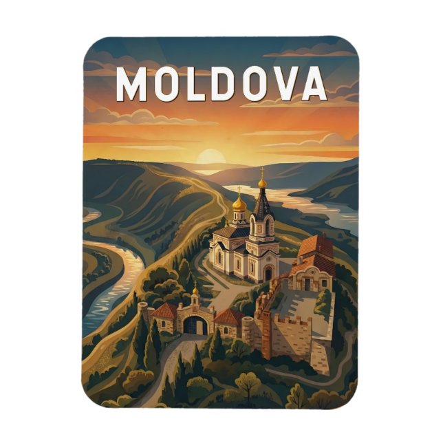 Moldova Illustration Resa Konst Vintage Magnet (Vertikal)