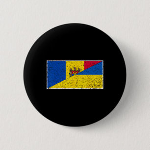 Moldova Ukraina Flagga Moldavisk Ukrainsk Stolthet Knapp
